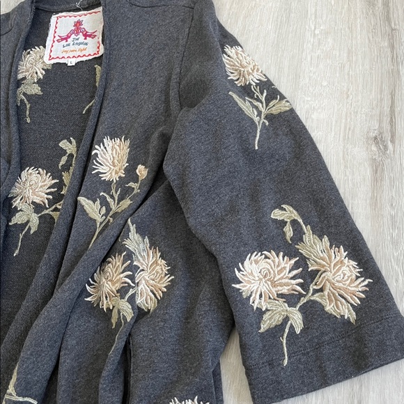 Johnny Was Margarit Wrap Embroidered Cardigan Kimono Gray Womens L Boho Folk - Picture 7 of 13